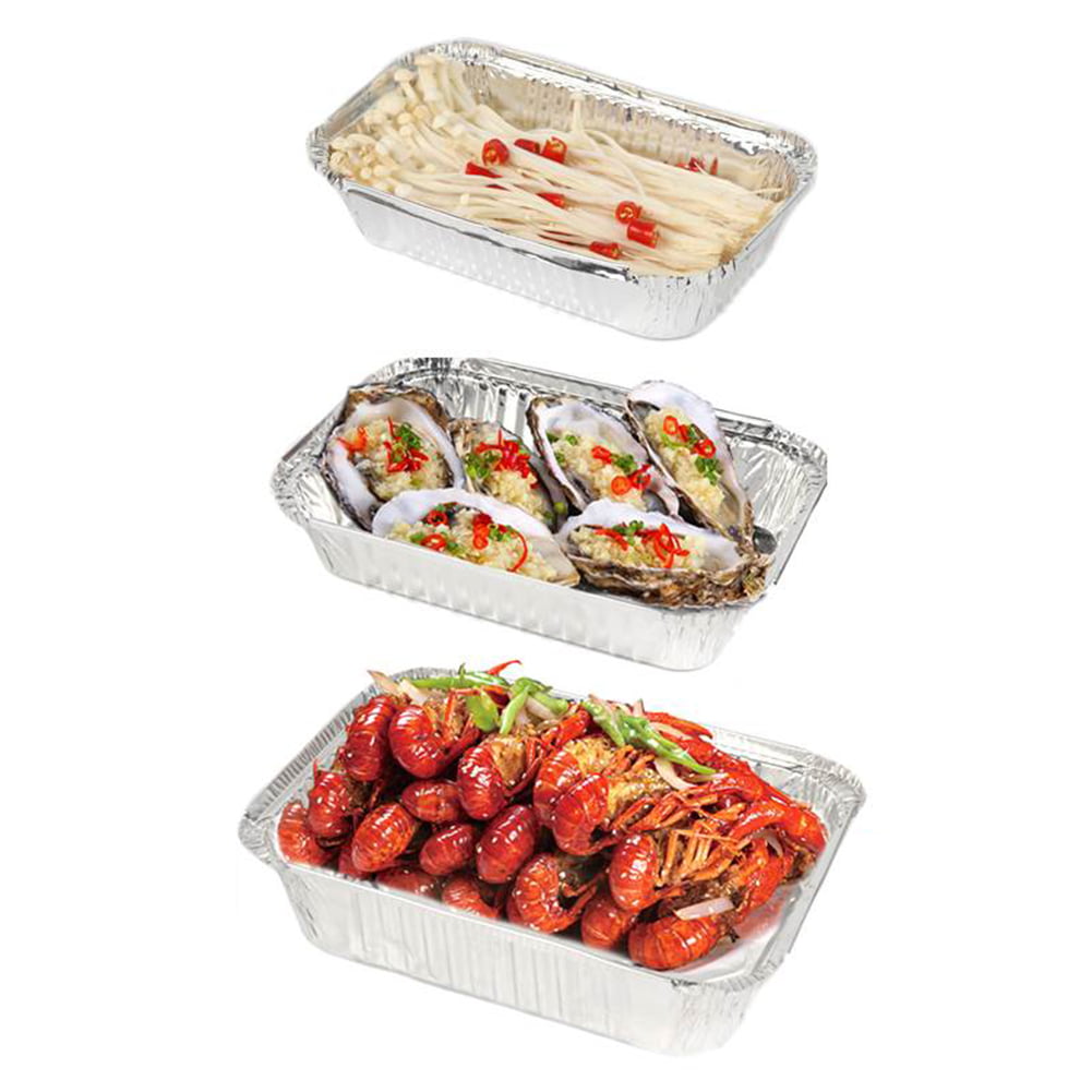 10pcs Disposable Tin Foil Pans Aluminum Foil Baking Pan Food Take-out ContainerH 