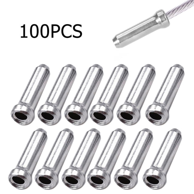 Mosiee 100 Pcs Bicycle Brake Shifter Cable Tips Aluminum Brake Line Derailleur Shift Inner Wire End-Caps Tips Crimps Road Bike Parts