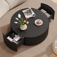 thumbnail image 2 of Gelloan 31.5" Round Coffee Table with Two Drawers，Circle Coffee Table Space-Saving Multiple Purpose for Living Room，Dining Room and Home,Black, 2 of 7