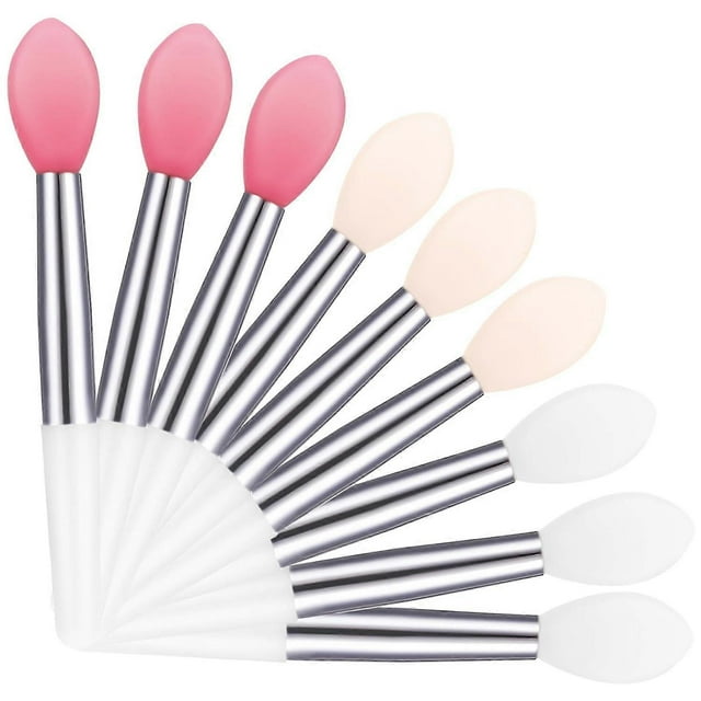 9 PCS Silicone Lip Brush Reusable Lipstick Applicator Lipstick Brush Makeup Tool Kit Silicone Brush Stick for Lipstick Eyeshadow and Cream Lip Mask