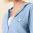 thumbnail image 5 of Dalix Ghost Embroidered Fleece Zip Washed Hoodie Cold Fall Winter Women in Misty Blue M Medium, 5 of 5