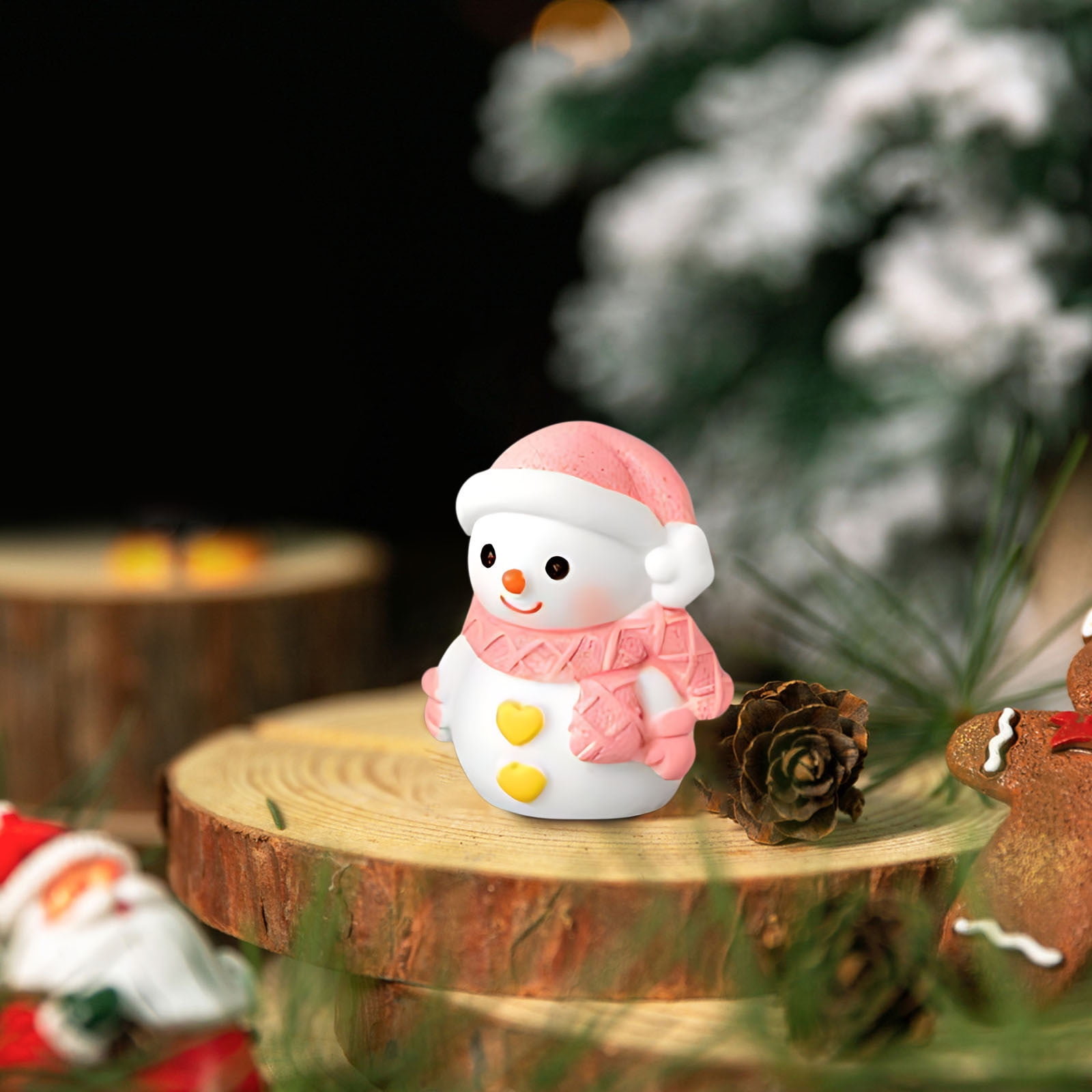 FEOLGEHLY Christmas Mini Resin Figures Animals Figures To Hide Snowman Santa Claus Figurines Decor Miniatures Christmas Decorations Indoor Outside Christmas Stocking Stuffers for Kids, Party Favors