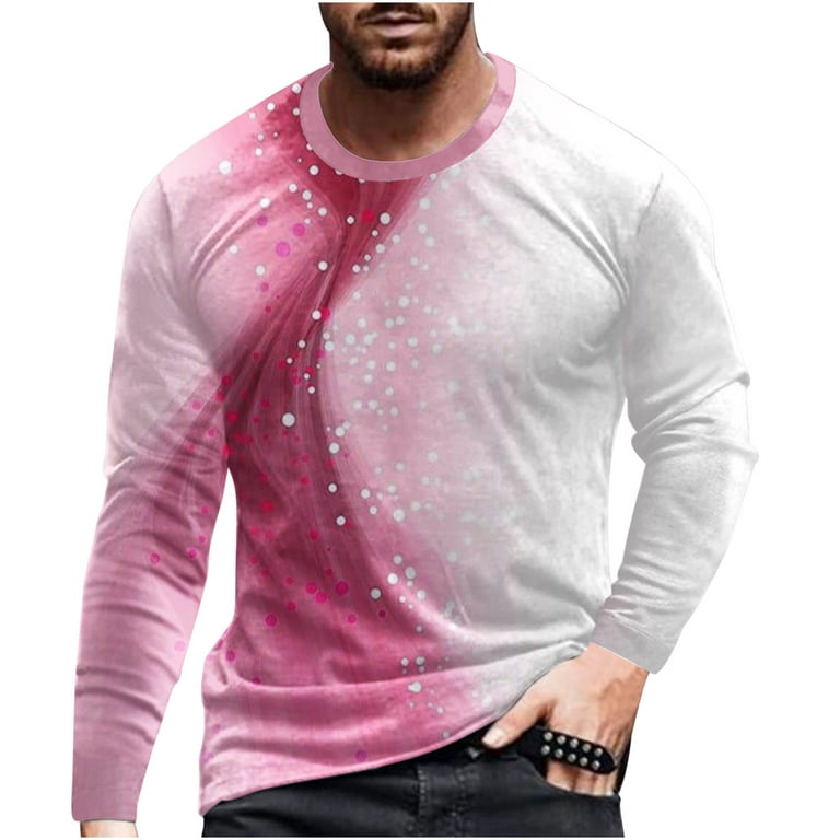 jsaierl Long Sleeve Shirts for Men 3D Graphic Tee Big & Tall Casual Crew  Neck Tops Slim Fit Novelty Designer T Shirts 