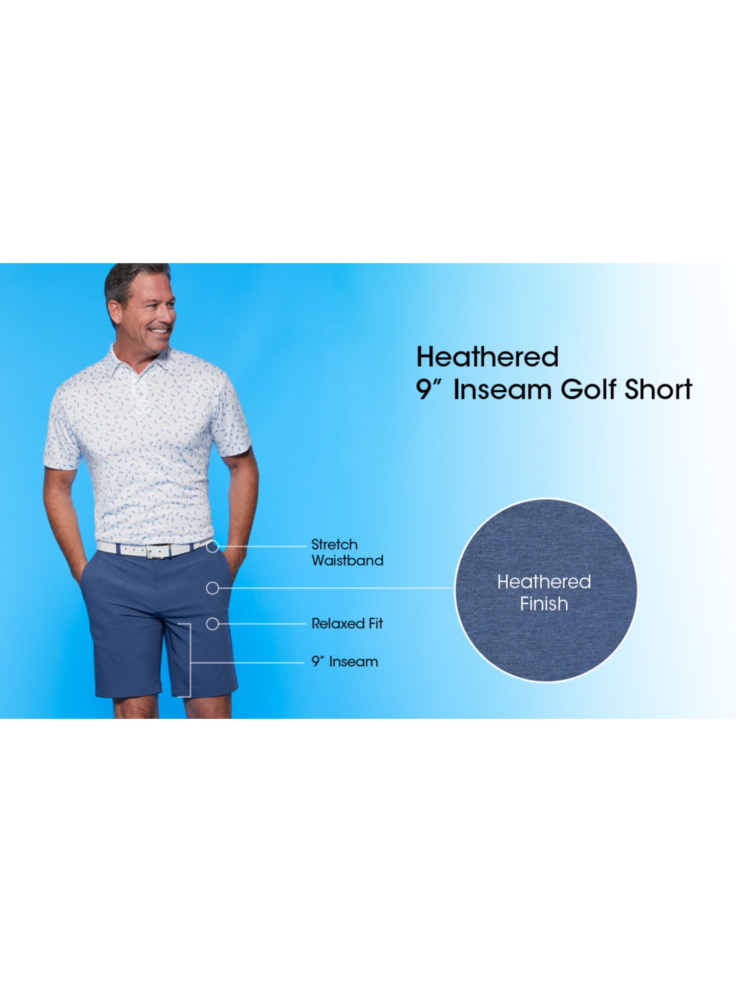 Ben Hogan Men's & Big Men's Stretch Golf Shorts with Active Waistband, 7" & 9" Inseams, Sizes 30-50