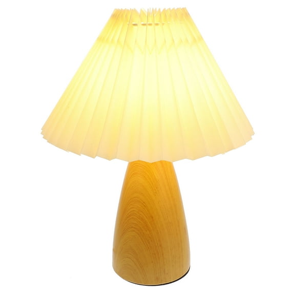 OUNONA  Wood Grain Table Lamp Modern Nightstand Bedrooms Bedside Light Lamps