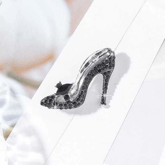 Sunjoy Tech Women Brooch Pin Shiny Inlaid High Heel Shape Pin Collar Coat Badge Dresses Party Evening Attire 1Pc