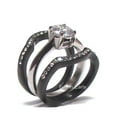 thumbnail image 3 of His Hers 4 Piece Black Stainless Steel & Titanium Matching Wedding Band Ring Set, 3 of 4