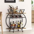 thumbnail image 5 of aboxoo Bar Carts 2 Tiers Rolling Home Serving Cart with Wine Rack and Wheels,Modern Rustic Brown Metal Round Wine Cart,Industrial Mobile Storage Kitchen Trolley for Kitchen, Bar, Living Room, 5 of 9