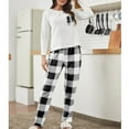 thumbnail image 3 of Pijama cálido de otoño e invierno para mujer, traje de franela con forro polar, pantalones a cuadros, ropa de casa, 3 of 5