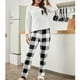 thumbnail image 3 of Pijama cálido de otoño e invierno para mujer, traje de franela con forro polar, pantalones a cuadros, ropa de casa, 3 of 6