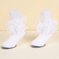thumbnail image 7 of Lumtrix Girls Frilly Double Ruffle Lace Socks Soft Cotton Ankle Dress Socks Turn Cuff Ruffle Dress Sock For Little Girl Kids White XL, 7 of 7