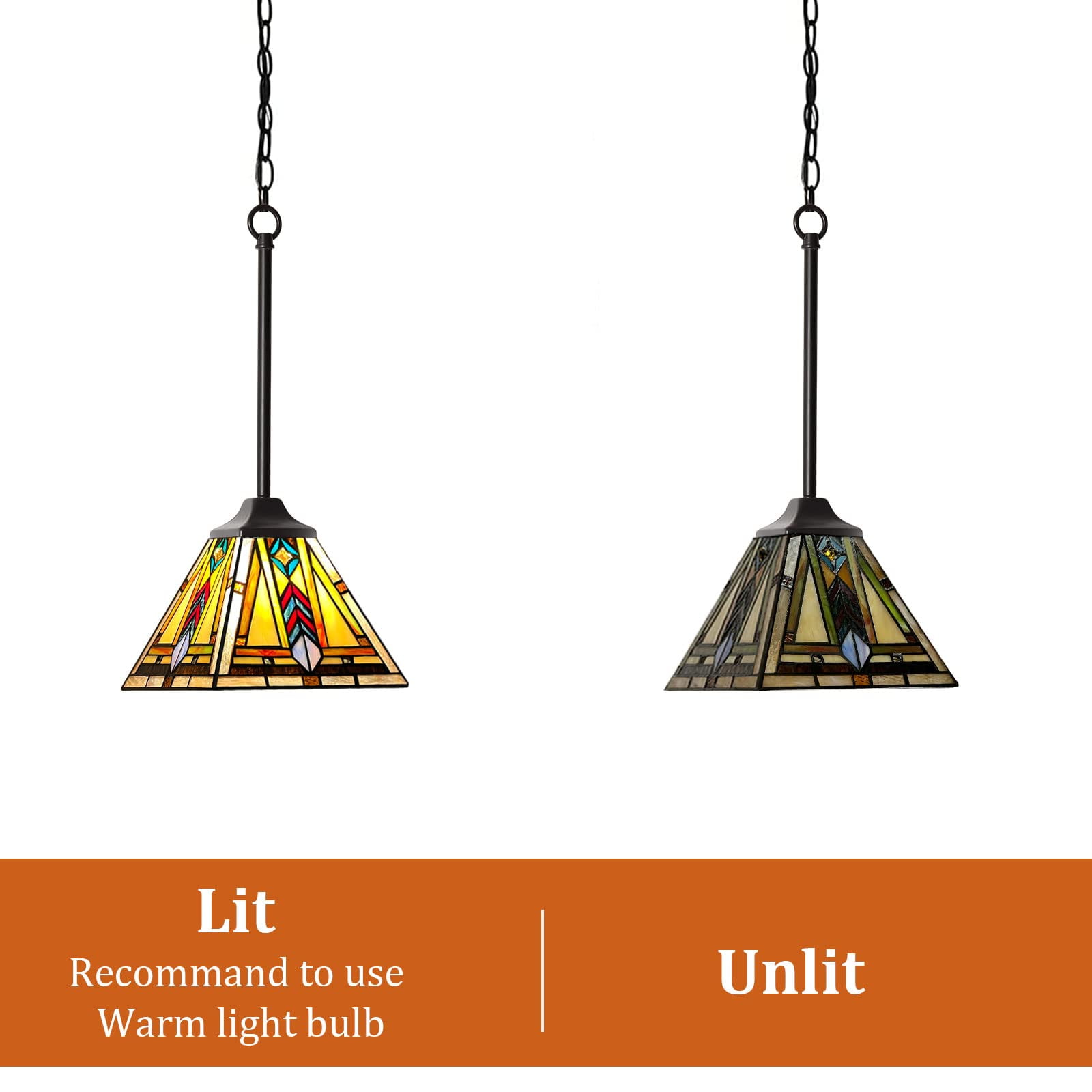 Tiffany Pendant Light Fixtures 8 inch Wide Kitchen Island Lighting Handmade Stained Glass Lamp Shade Hanging Lamp