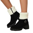 thumbnail image 5 of Women's Winter Boots Suede Buckle Ankle Booties Warm Fuzzy Fleece Lined Snow Boots Comfortable Outdoor Shoes Black 42, 5 of 7