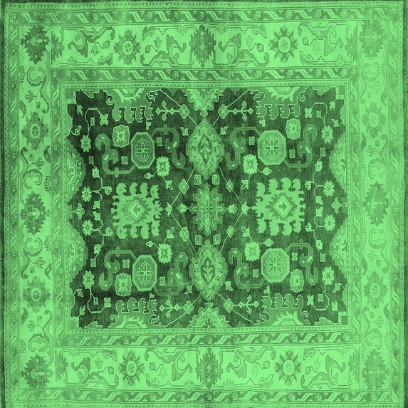 Ahgly Company Indoor Square Oriental Emerald Green Traditional Area Rugs, 5' Square