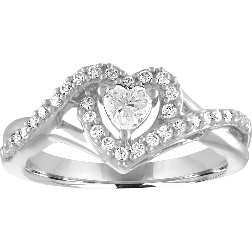 Brilliance Fine Jewelry Brilliance CZ Sterling Silver Heart Shaped