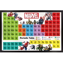 Marvel Comics - Periodic Table of Marvel Wall Poster, 14.725" x 22.375", Framed