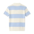 thumbnail image 4 of LWavelet Men's Short Sleeve Polo Shirt, Striped Ribbed Knit Collared Top for Casual & Retro Outfits Blue L, 4 of 4