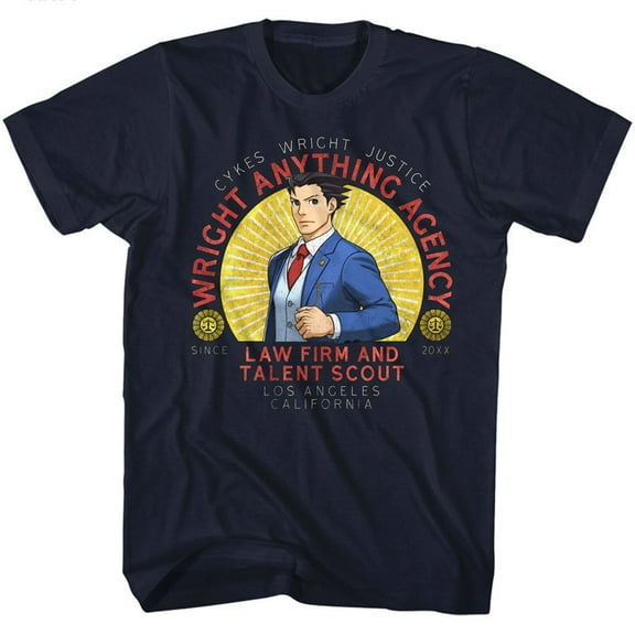 Ace Attorney Wright Anything Navy Adult T-Shirt 4Xl
