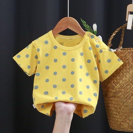 

Fidelma Girls Tops Unisex Baby Boys Girls T-Shirt Cotton Cute Cartoon Print Tops 0-5 for Years Old Yellow-90