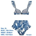 thumbnail image 2 of 1 blue floral split three-piece women's slim retro print with a multi-purpose wrap skirt, 2 of 5
