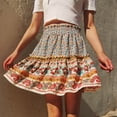 thumbnail image 2 of Falda corta con volantes de playa con estampado floral de cintura alta vintage informal de verano para mujer Wmkox8yi  FGJ1452, 2 of 8