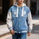 thumbnail image 1 of MHFRRA Chaqueta Deportiva Informal de Manga Larga con Capucha y Cuello de Solapa para Hombre, Estilo Urbano con Bloques de Color y Otoño Azul, 1 of 4