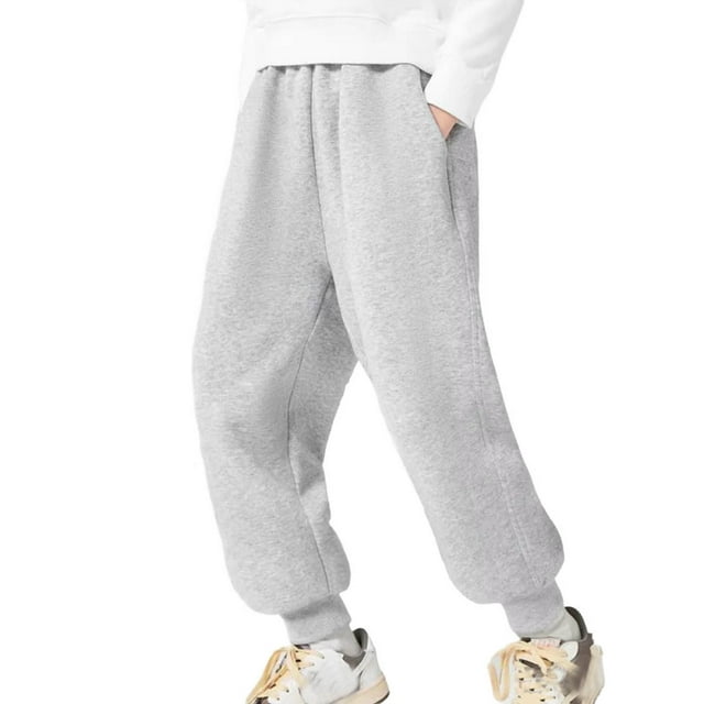 Winter Pants for Girls Children's Winter Solid Color Elastic Waist Slim Sports Sweatpants Long Pants