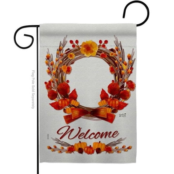 Angeleno Heritage G135111-BO 13 x 18.5 in. Harvest Wreath Garden Flag with Fall & Autumn Double-Sided Decorative Vertical Flags House Decoration Banner Yard Gift