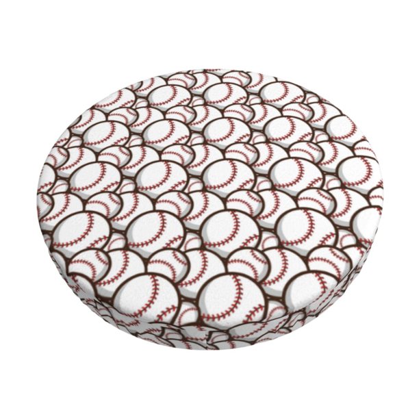 Balery Cute Baseball Fundas de asiento para taburete de bar redondo de tela de terciopelo ajustables que protegen de arañazos y manchas para sillas de 14 a 17 pulgadas.-14 inch