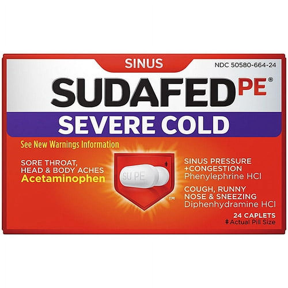 McNeil Sudafed PE Severe Cold, 24 ea