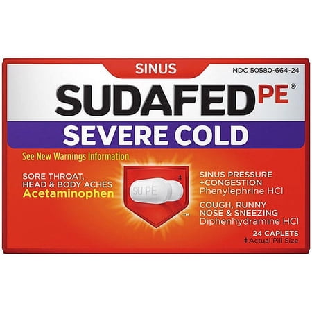 McNeil Sudafed PE Severe Cold, 24 ea