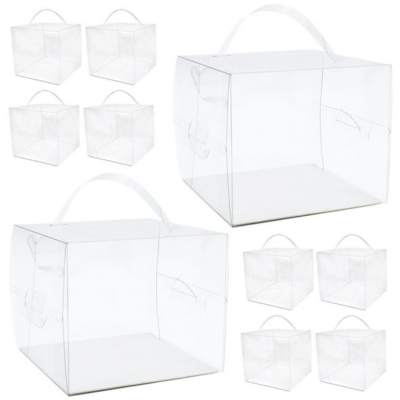 LEEYNEER 10 Pack Transparent Cake Boxes with Handles Bakery Storage Boxes Birthdays and Events