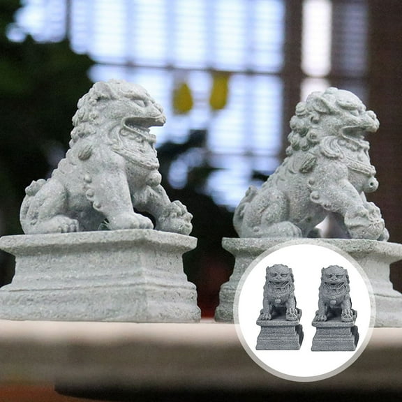 HOMEMAXS 2Pcs Landscaping Guardian Lion Statues Gardening Supplies Sandstone Decor