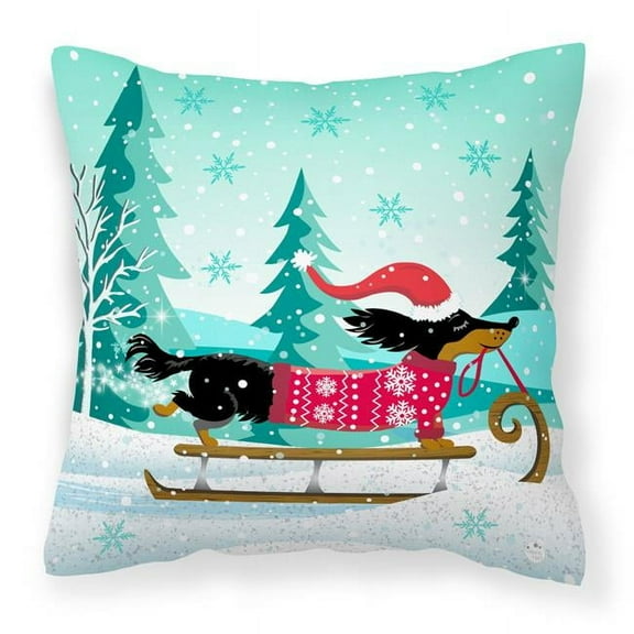 Merry Christmas Dachshund Fabric Decorative Pillow
