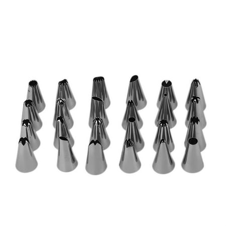- 24 Pcs Durable Large Icing Piping Nozzles Pastry Stainless Steel Tips Set
