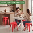 thumbnail image 5 of 18 Inch Industrial Metal Bar Stools Set of 4, Stackable Classroom Stools, Backless Short Dining Chairs for Indoor Outdoor, Kitchen Restaurant (Red), 5 of 9