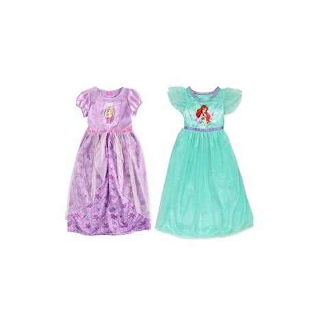 Disney Princess Girls' Rapunzel and Ariel 2-Piece Besties Set Nightgowns, Size: 4