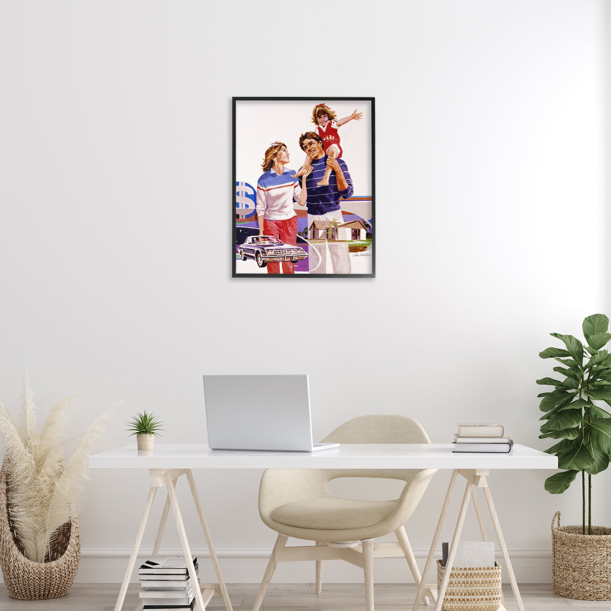 Retro Family Nostalgia Portrait Black Framed Giclee Art, design by Wind River Studios