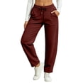 thumbnail image 2 of Barrel Sweatpants for Womens Loose Wide Leg High Waisted Sweat Pants Casual Lounge Sport Pants with Pockets Wine M, 2 of 9