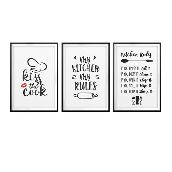 Designs ByLITA Kitchen Rules 11 x 14" Wall Art UNFRAMED Print (3 Pack)