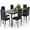 Gray, variant on Dining Table Set for 6, Lofka 7 Piece Wooden Kitchen Table Set with 6 Upholstered PU Leather Chairs for Dining Room, Living Room, Apartment, Small Space,Black