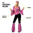 thumbnail image 4 of Morph Womens 1970s Pink Hippie Flares Costume Ladies Disco Fancy Dress Cocktail Pink S, 4 of 6