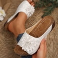 thumbnail image 2 of Gpaecead Women Flower Cutout Wedge Slides Open Toe Faux Leather Wood Texture Heel Spring Summer Height Casual Shoes,White, 2 of 8