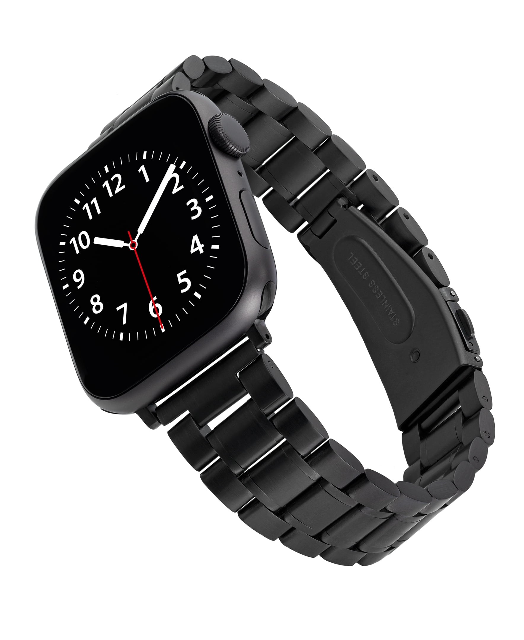 WITHit Black Stainless Steel Link Band for 42/44/45mm/Ultra (49mm) Apple Watch