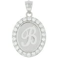 thumbnail image 2 of JackAni 14k White Gold Unisex Oval Halo White CZ Initial Letter V Pendant, 2 of 5