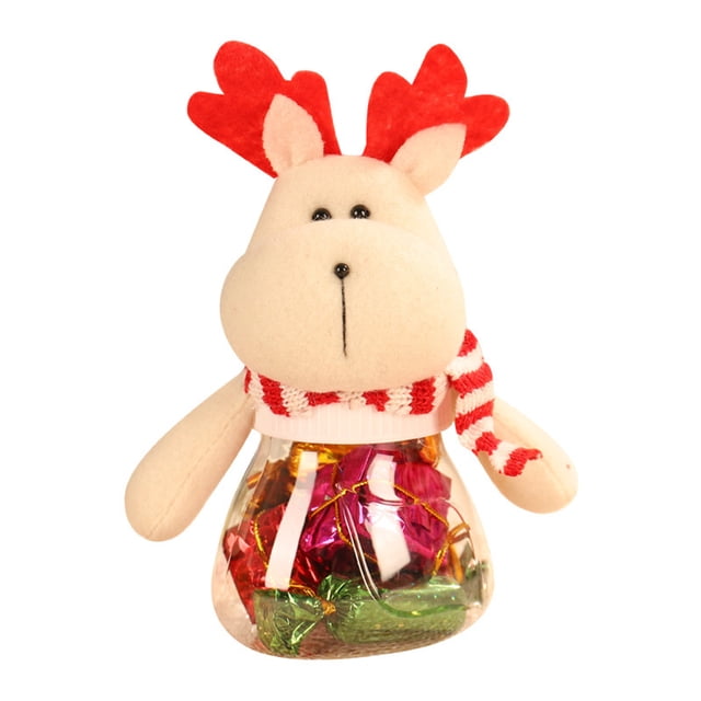 Christmas Candy Jar with Santa Claus Snowman Decor, Holiday Candy Packaging Container for Festive Party Decorations, Christmas Tree Ornaments, Home and Store Display