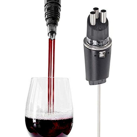 TRIBELLA Aérateur à Vin Classique, Dispositif d'Aération Multi-Flux, 3 Becs en Acier Inoxydable, Fait Main, Facile à Utiliser, Accessoire de Versement de Vin Sans Goutte dans une Mallette de Protection Facile à Transporter
