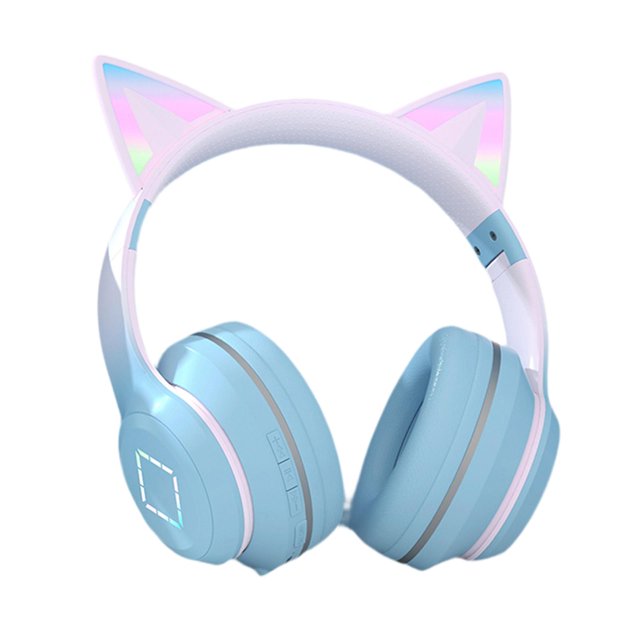 Auriculares con cable Cat Ear V5.1 Luz RGB Micrófono incorporado Ruido ligero de baja latencia Azul