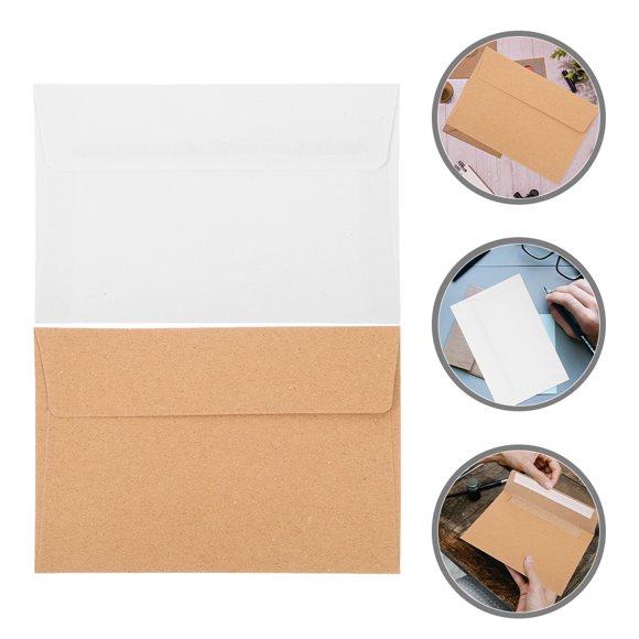 FONDOTIN 50pcs White Invitation Envelopes Paper Print Ready For Important Documents