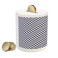 thumbnail image 2 of Navy Blue Piggy Bank, Wave Like Striped Lines Design on Dark Blue Background Art Print, Ceramic Coin Bank Money Box for Cash Saving, 3.6" X 3.2", Dark Blue and White, by Ambesonne, 2 of 4